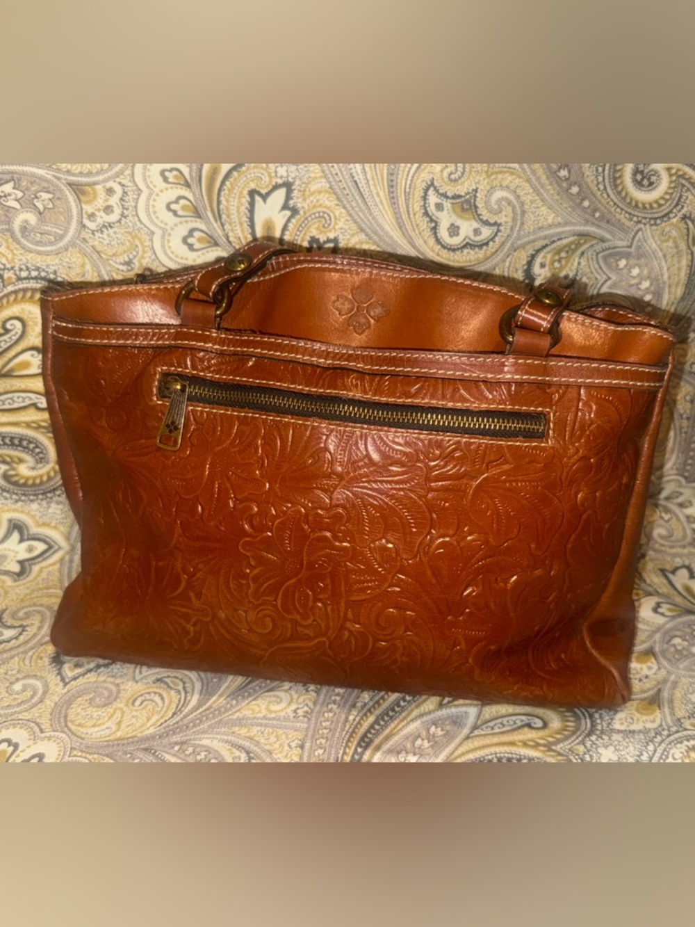 Patricia Nash Embossed Leather Tote Bag - Brown